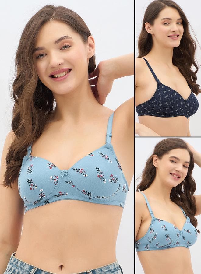 Clovia Printed Padded Multiway Full Coverage Bra Pack of 2 - Image 1
