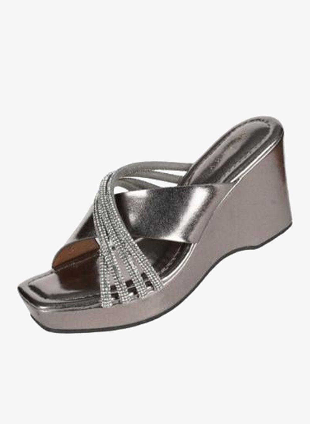Zayna Pewter Wedge Heel Sandals 2B2531-7 - Image 1