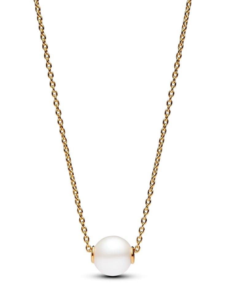 Treated Freshwater Cultured Pearl Collier Gold Necklace - Image 1