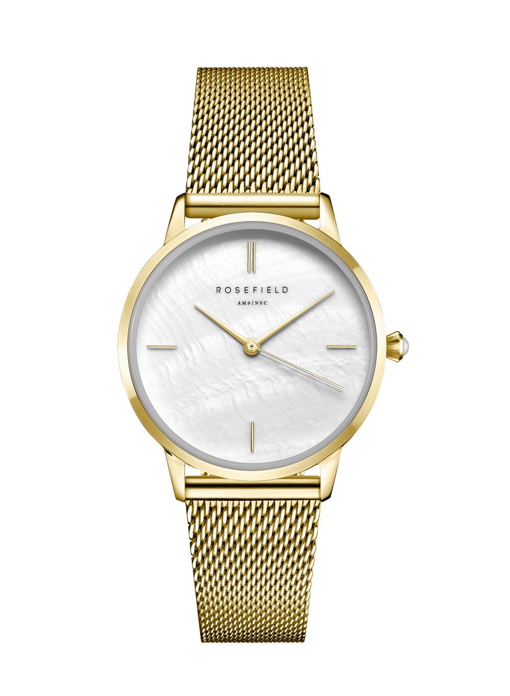 Rosefield Pearl Edit Mesh White MOP Gold RMGMG-R06 Watch - Image 1