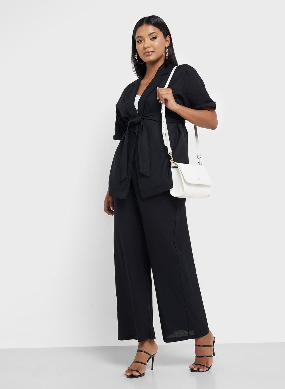 Belted Lapel Shirt & Tailored Pant Coord Set - Image 1