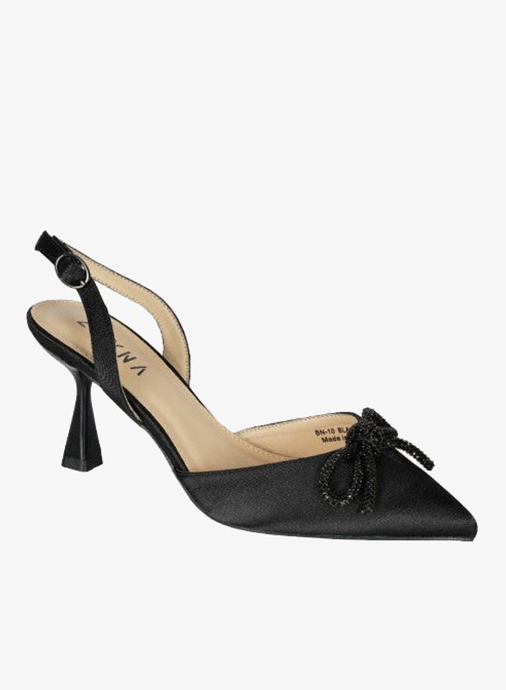Zayna 221-16 Black Mid Heel Backstrap Sandals - Image 1