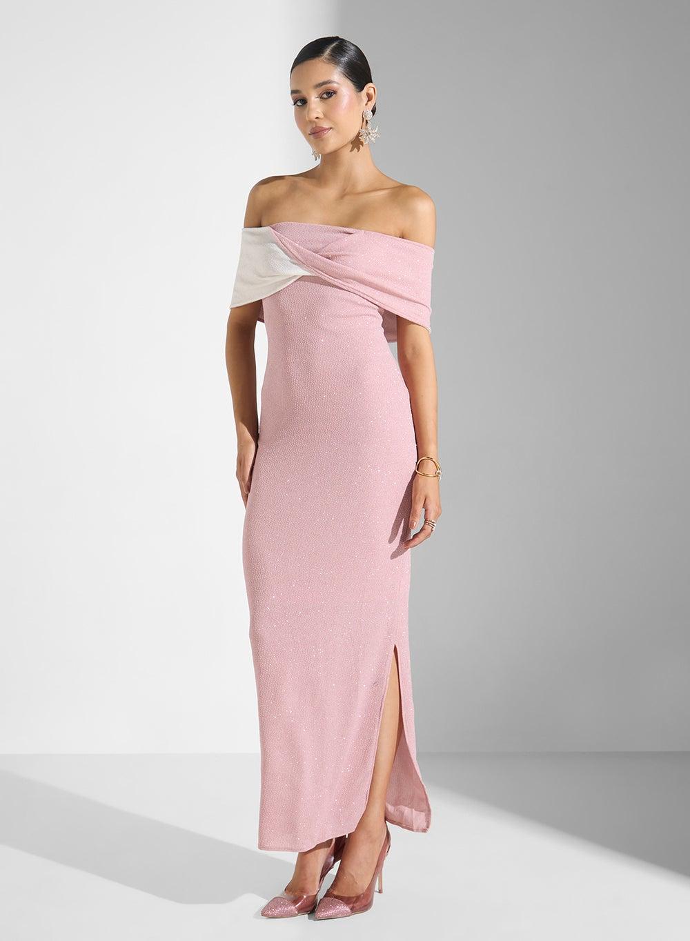 Two-Toned Bodycon Midi Dress for Sculpted Elegance - Image 1