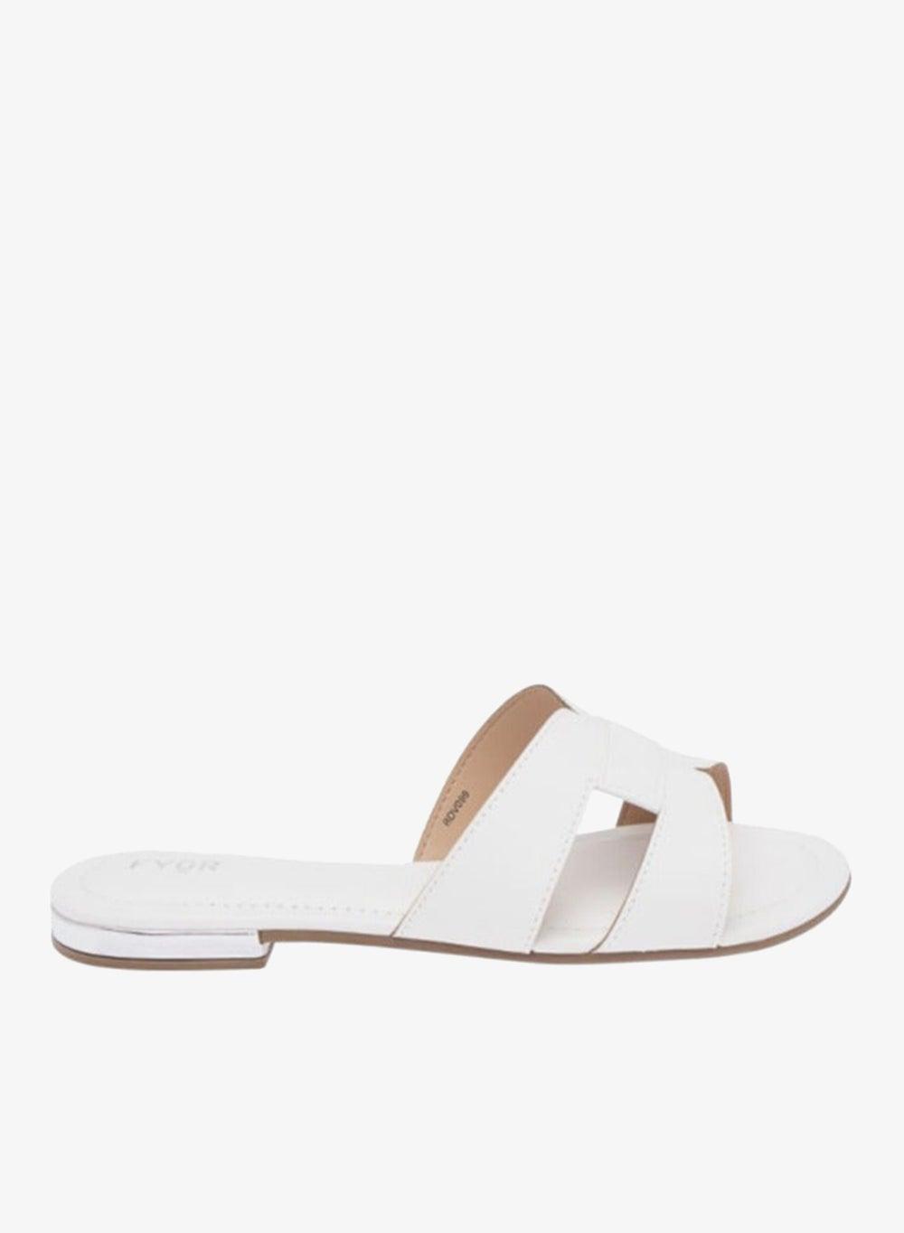 BDV 099 Chic Minimalist White Flat Sandals - Image 1
