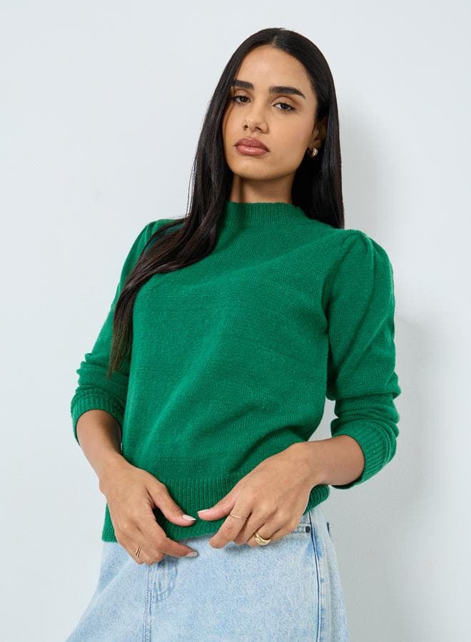 Styli Emerald Green Long Sleeve Knit Blouse - Image 1