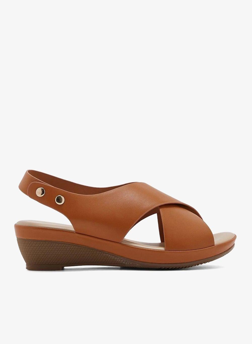 Cross-Strap Wedge Sandals with Slingback Comfort - Image 1