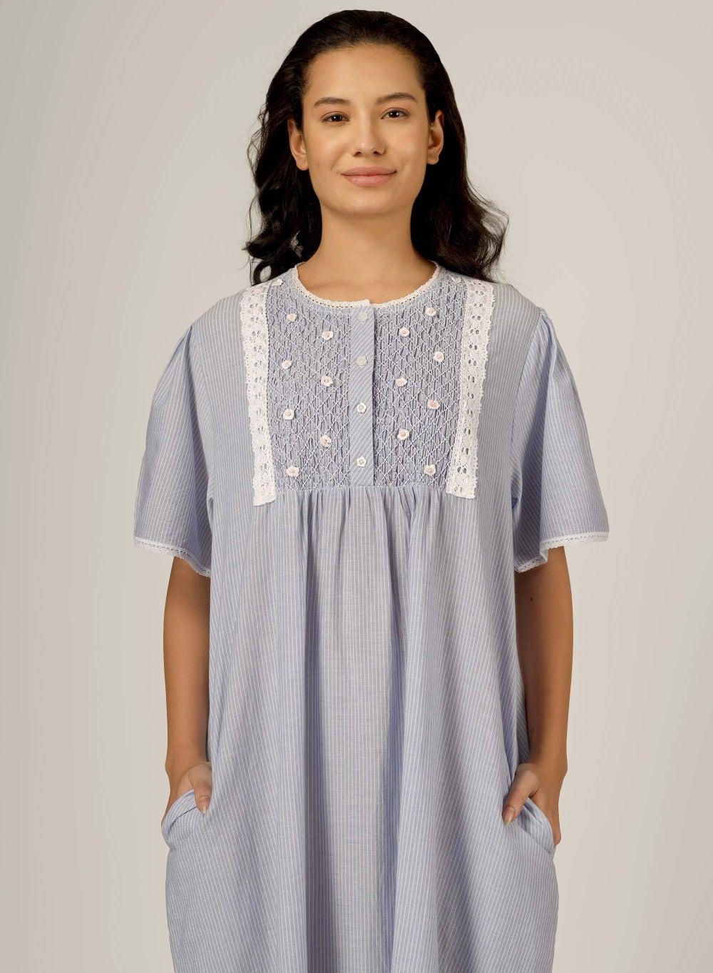 Magnolia Hand-Smocked Embroidered Luxury Nightdress - Image 1