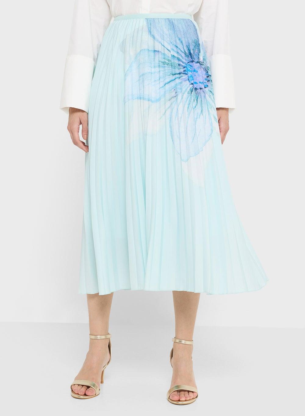 Floral Pleated Midi Skirt for Effortless Elegance - Image 1