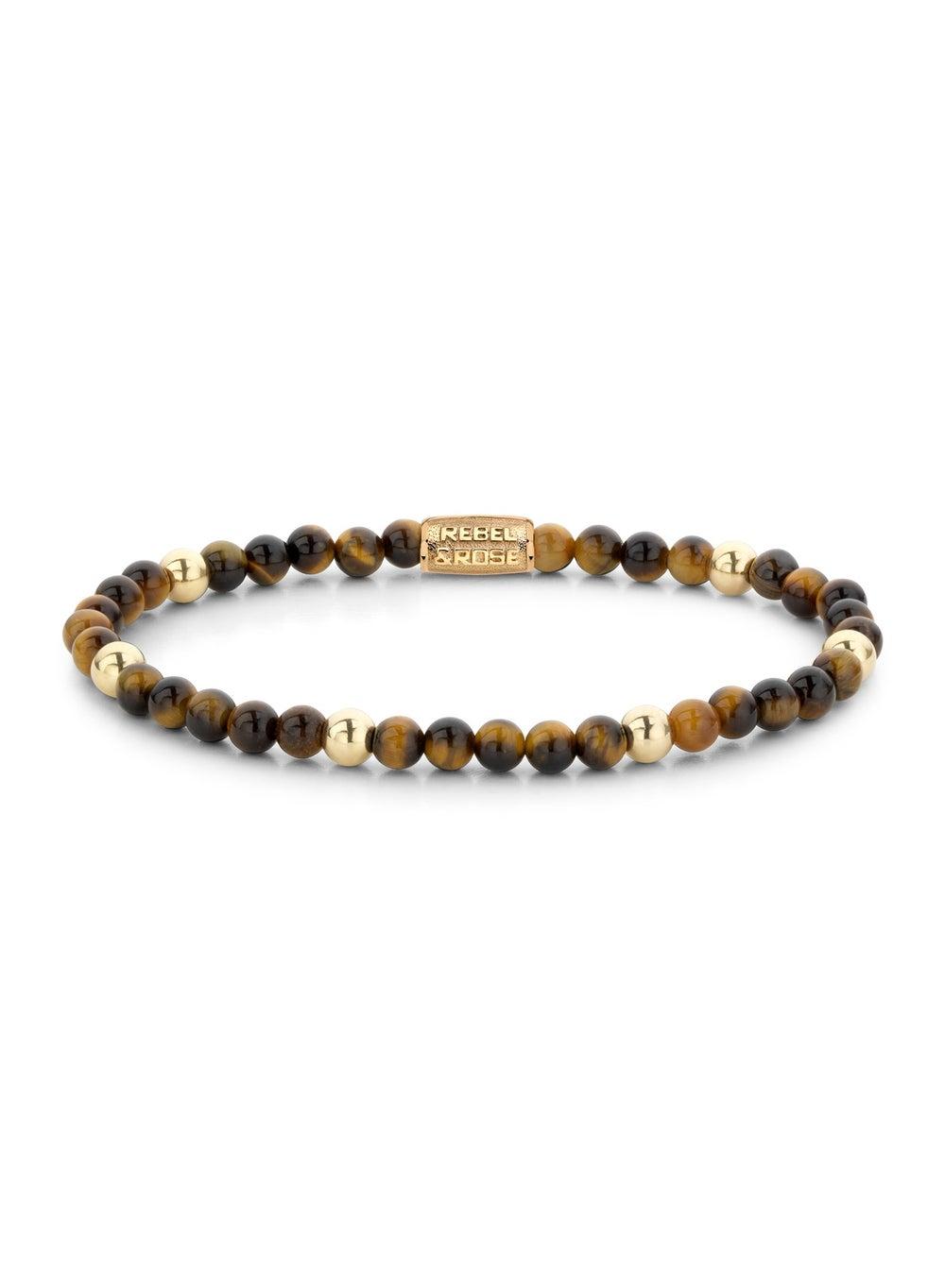 Tiger Lily 4mm Gold Ion-Plated Bead Bracelet RR-40045-G-S - Image 1