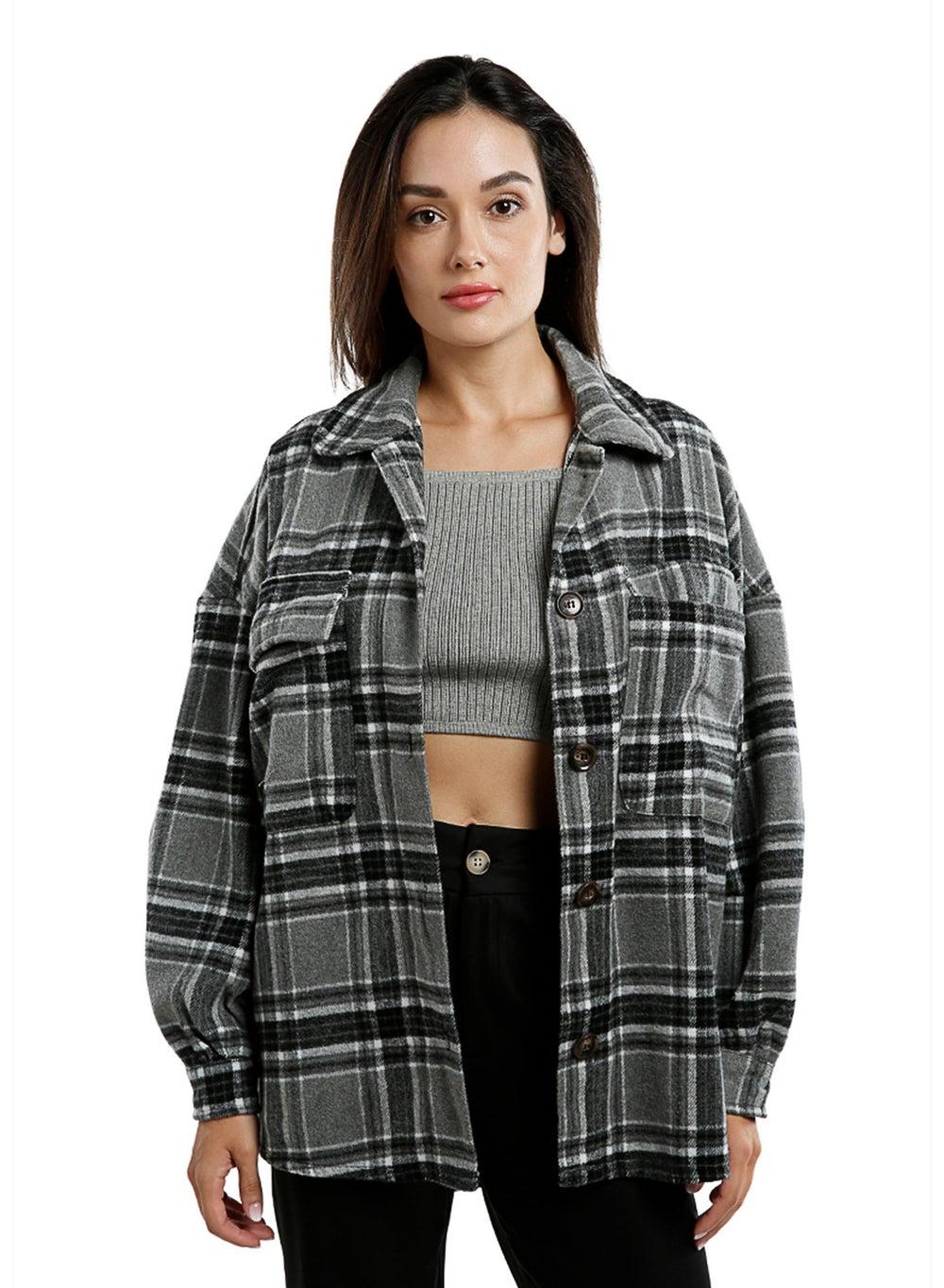 Oversized Plaid Flannel Shirt in Rustic Tones - Image 1