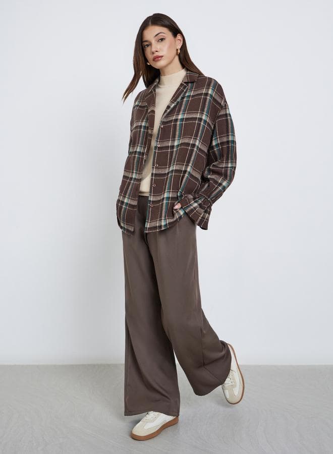 Styli Brown Checked Long Sleeve Shirt - Image 1