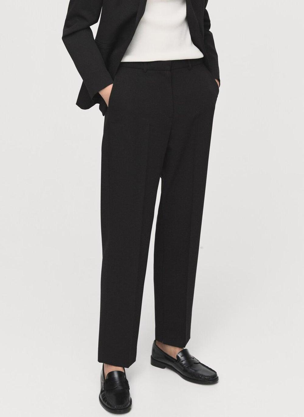 Tailored Straight-Leg Suit Trousers with Mid-Rise Fit - Image 1