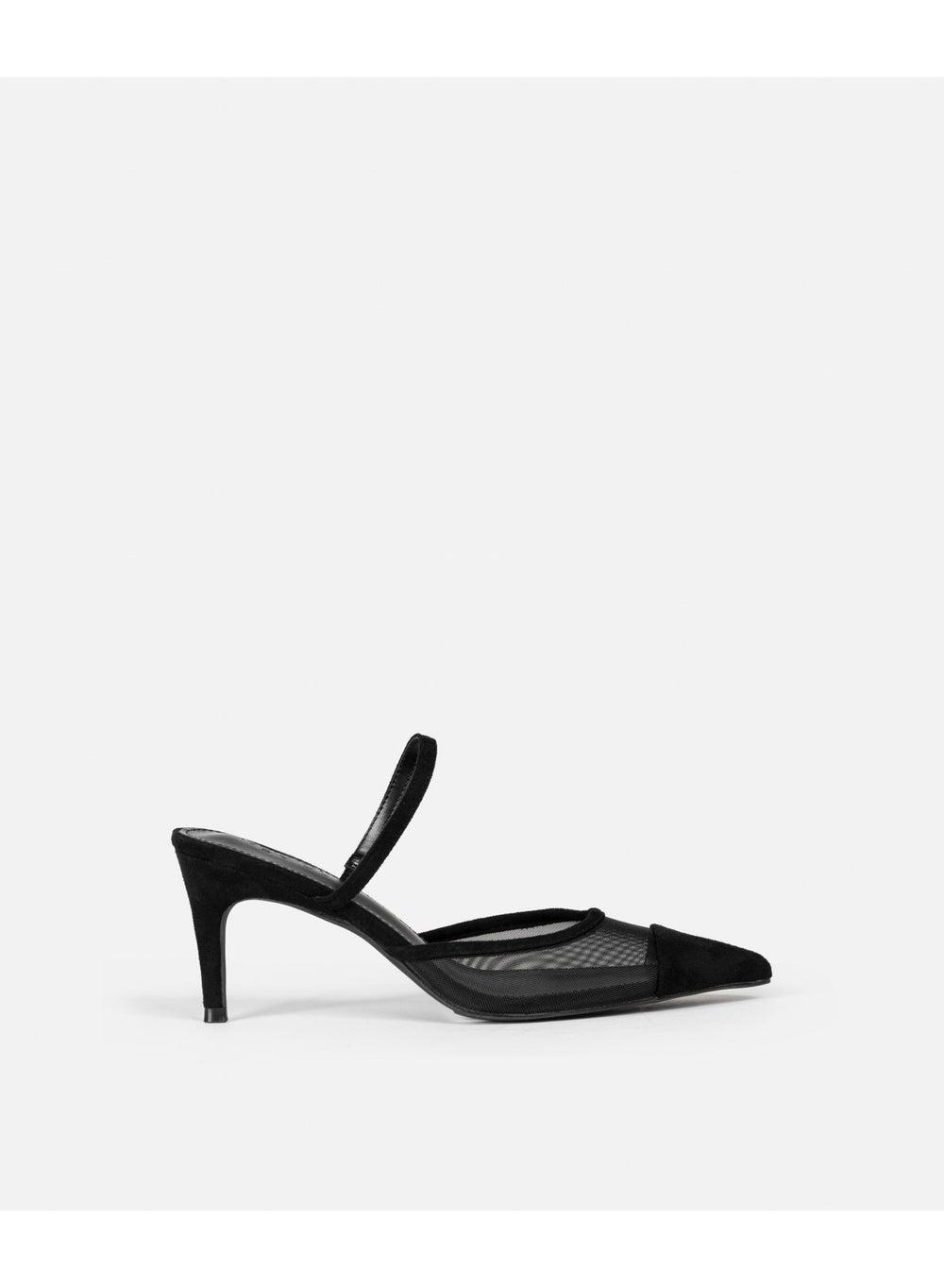 Pointed Mesh Heeled Mules - Image 1