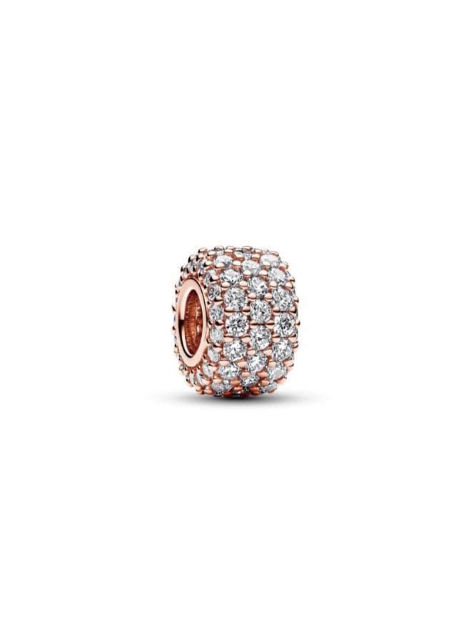 Sparkling Pavé Triple-Row Charm in 14k Rose Gold - Image 1