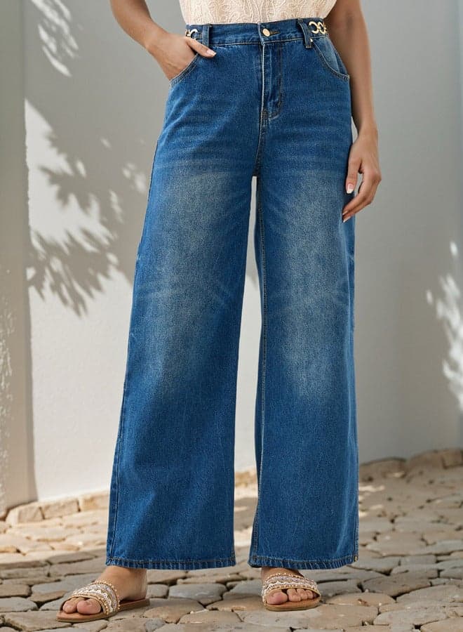 2Xtremz Straight Fit Jeans with Chain Accent Pockets - Image 1