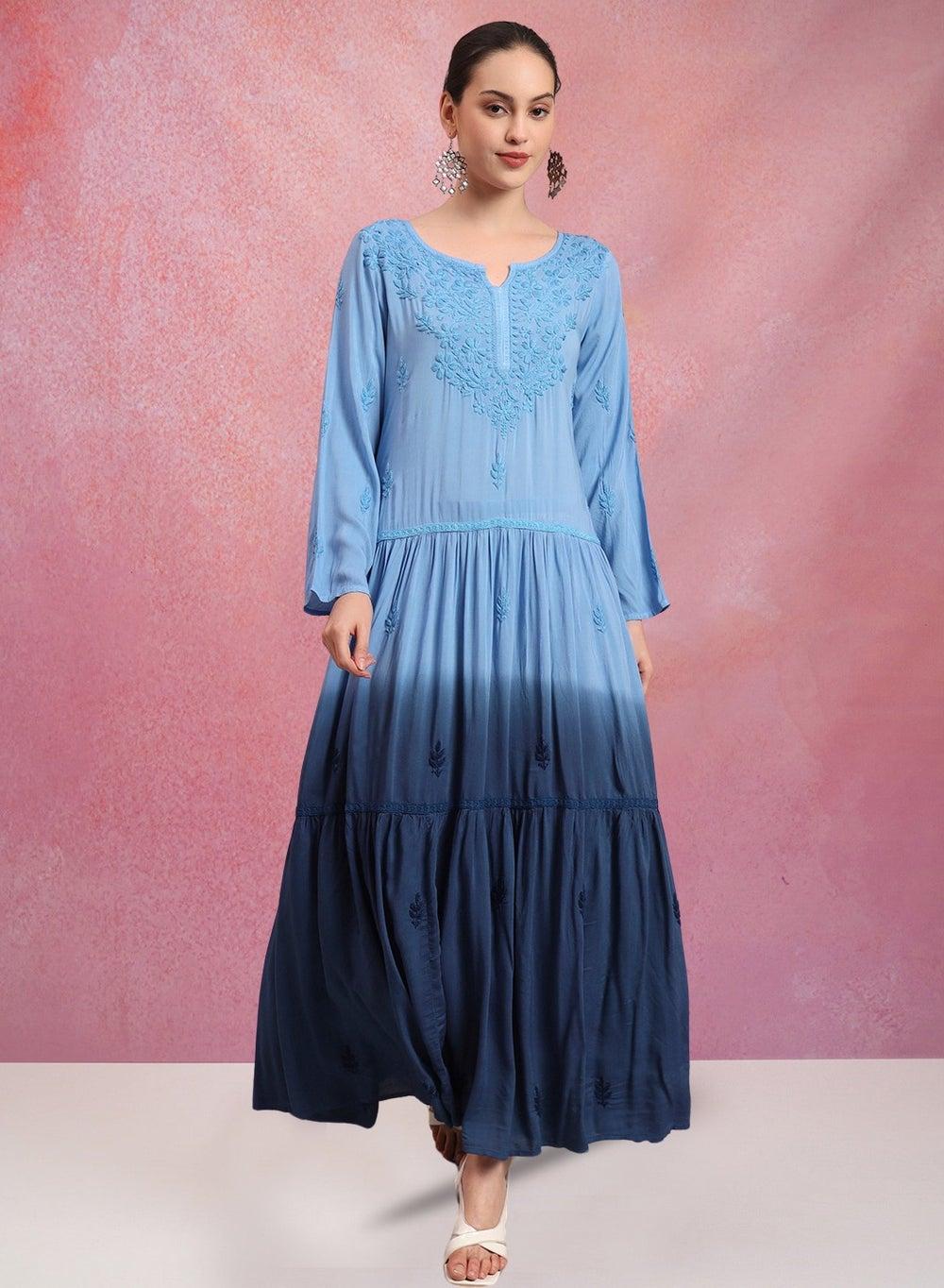 Ombre Chikankari Modal Jalabiya AL4047 - Image 1