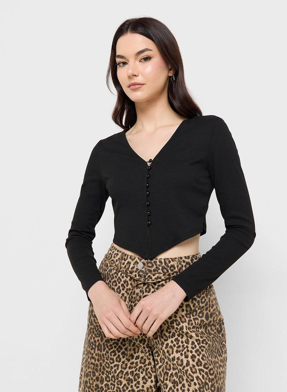 Structured Corset Bodice Fitted Crop Top - Image 1