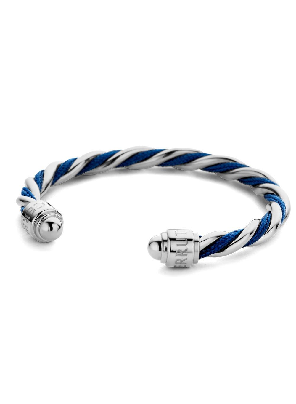 Giulia Silver Blue Stainless Steel Cable Bracelet - Image 1