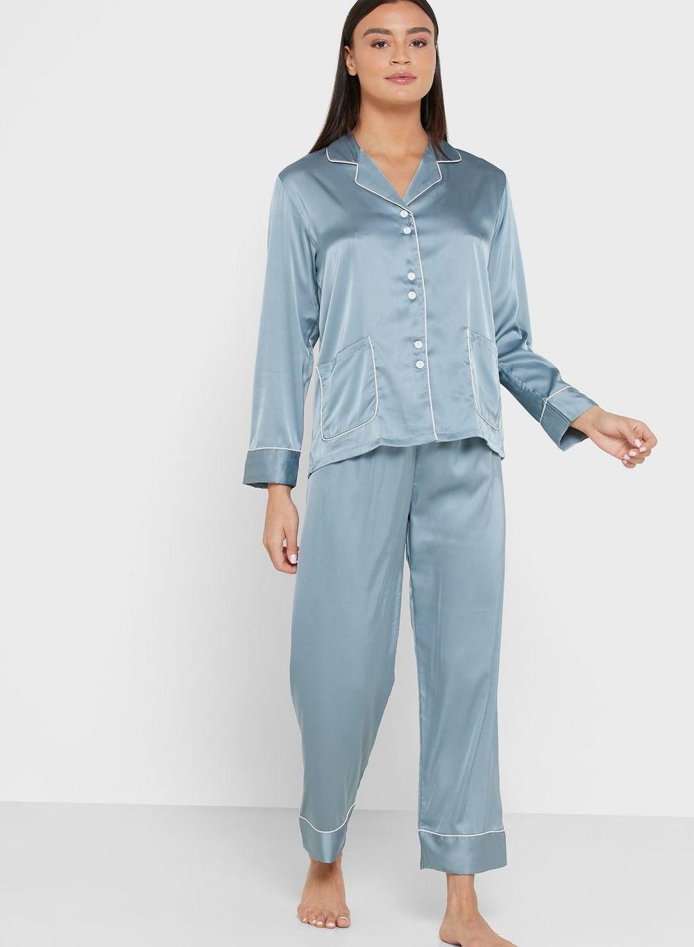 Luxe Satin Long Sleeve Pyjama Set - Image 1