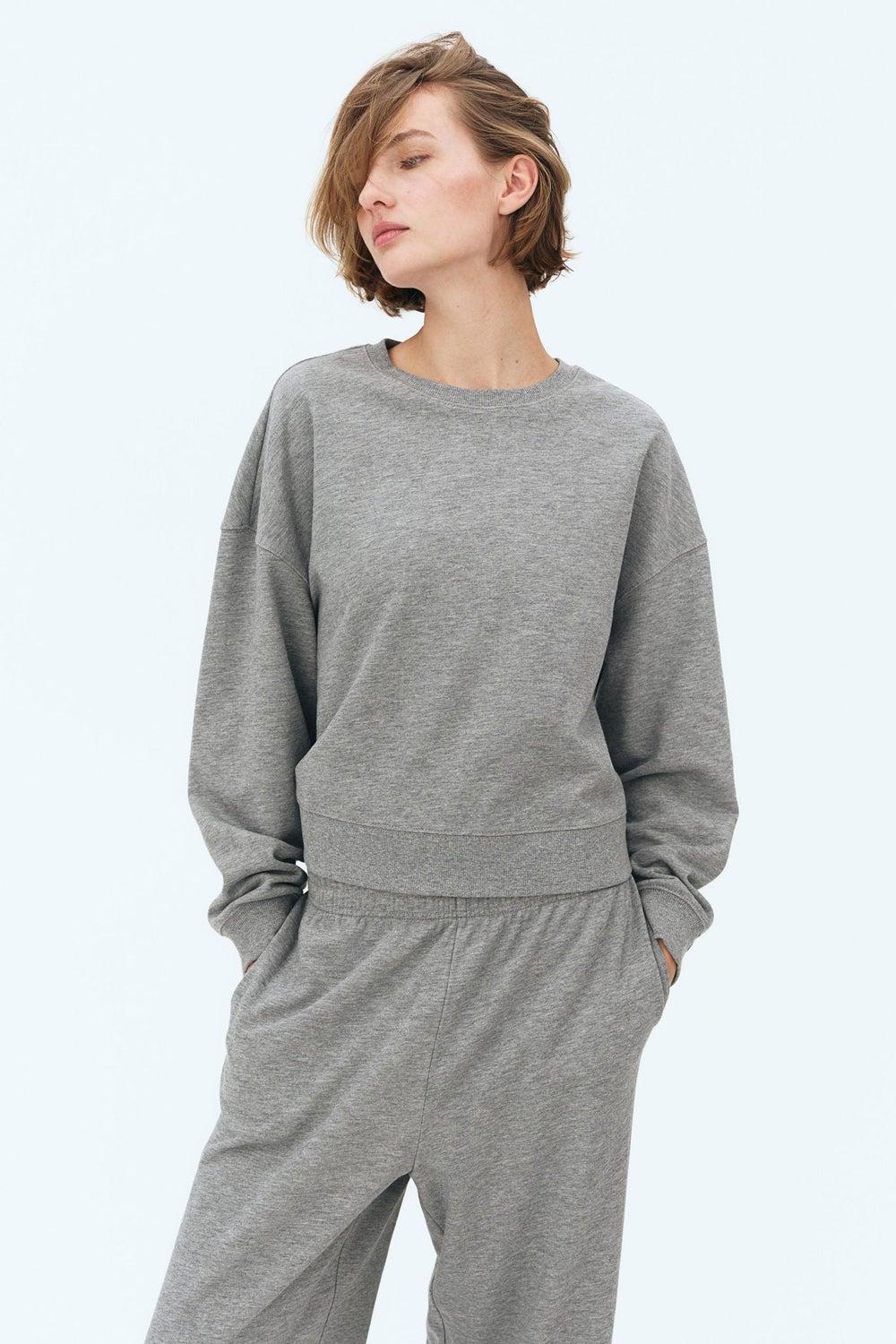 Lightweight Cotton Blend Crew Neck Sweatshirt - Image 1