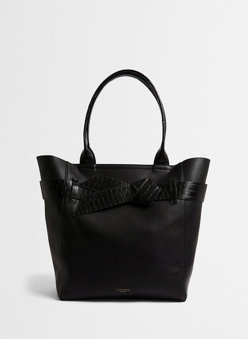 Jjoslyn Croc Effect Knot Bow Statement Tote - Image 1