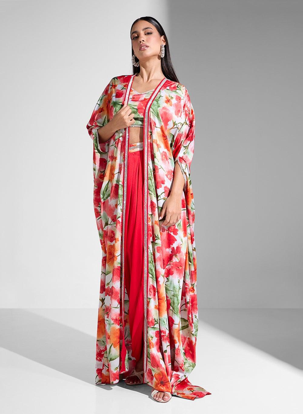 3 Piece Abaya Set 3/4 Sleeve Polyester Ensemble - Image 1