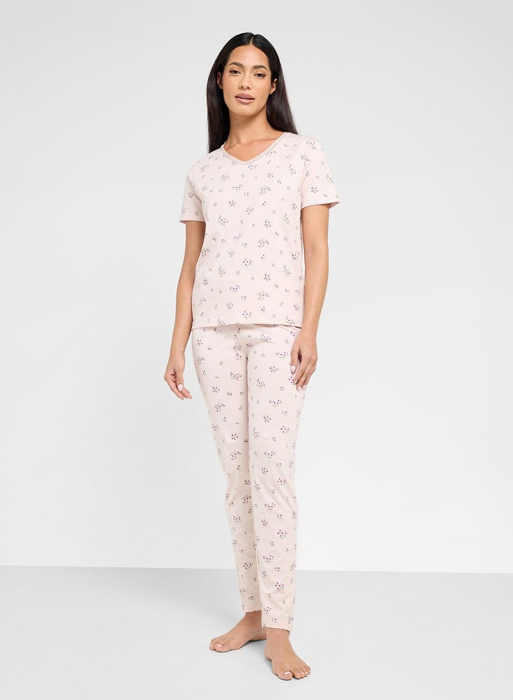 Floral Cotton 2pcs Ladies Nightwear Set - Image 1