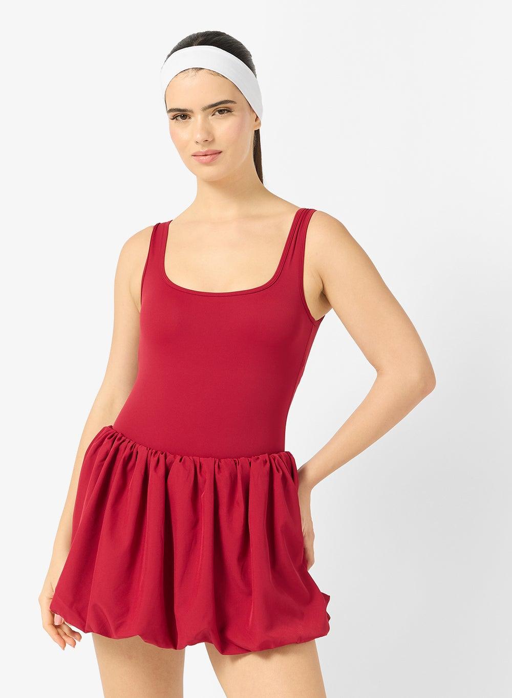 Square Neck Performance Tennis Mini Dress - Image 1