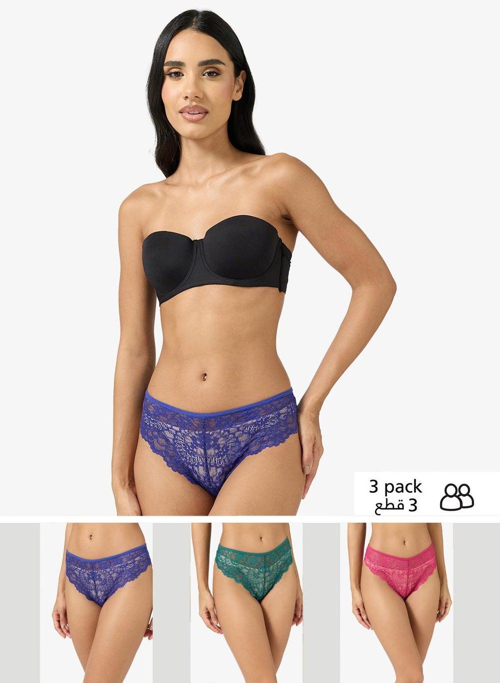 3 Pack Cheeky Lace Brief Set - Image 1