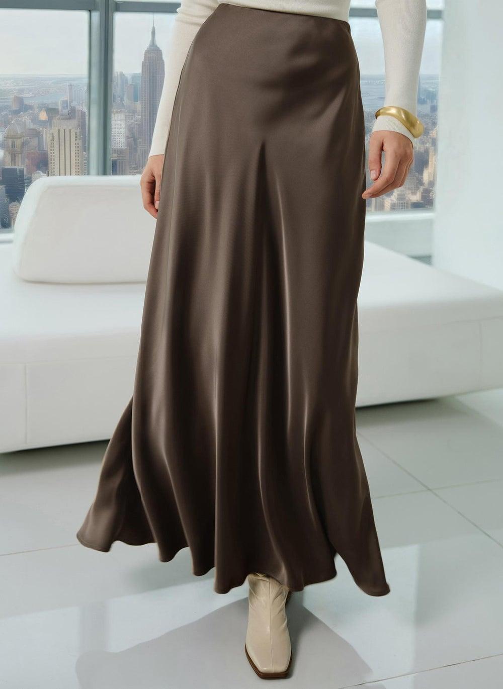 Flared Floor-Length Maxi Skirt with Concealed Zip - Image 1
