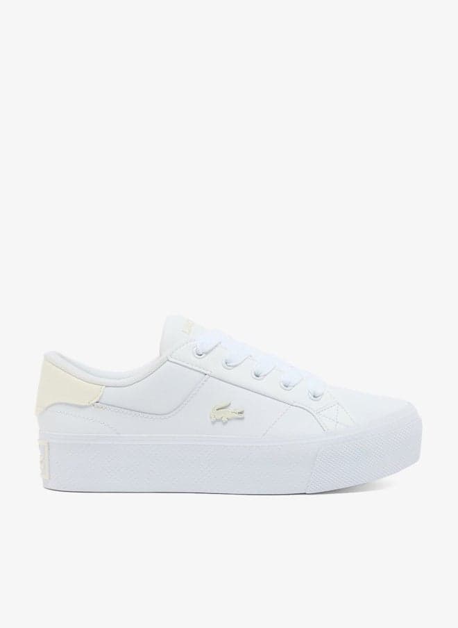 Ziane Leather Low Top Sneakers with Gold Detail - Image 1