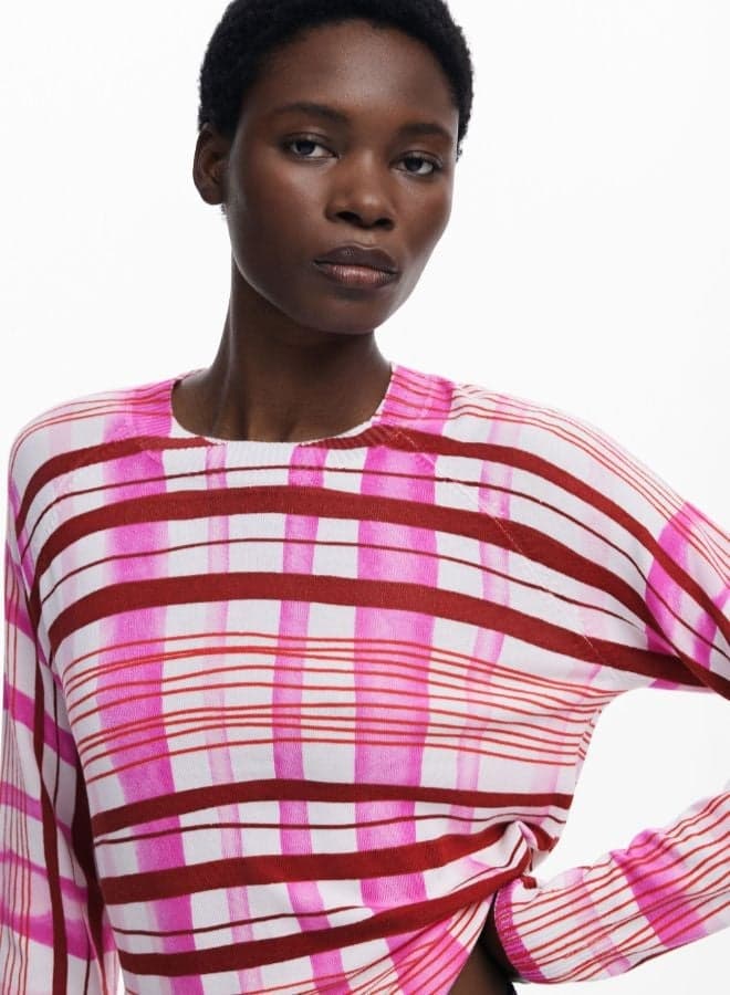 Mikado Striped Knit Sweater for Women - Image 1