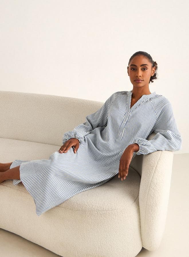 Elegant Striped Long Sleeve Midi Dress - Image 1