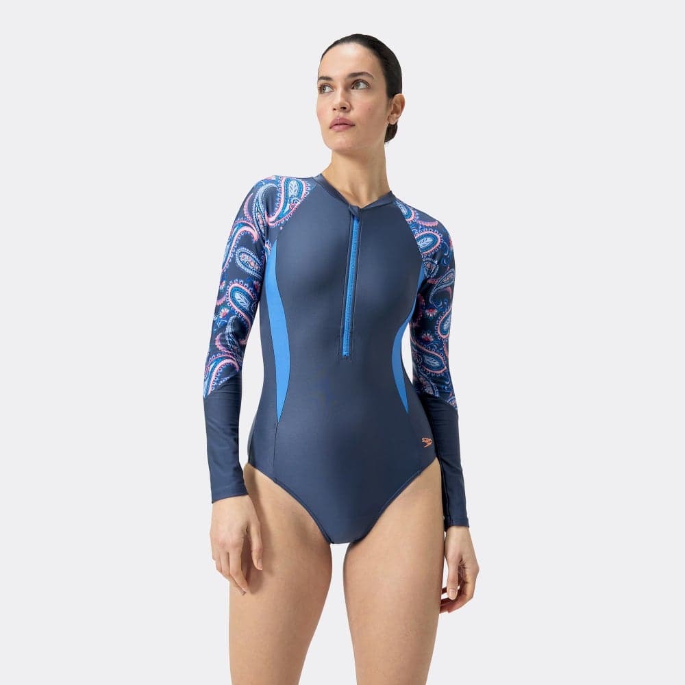 Speedo Women's Long Sleeve Zip One-Piece Swimsuit - Image 1