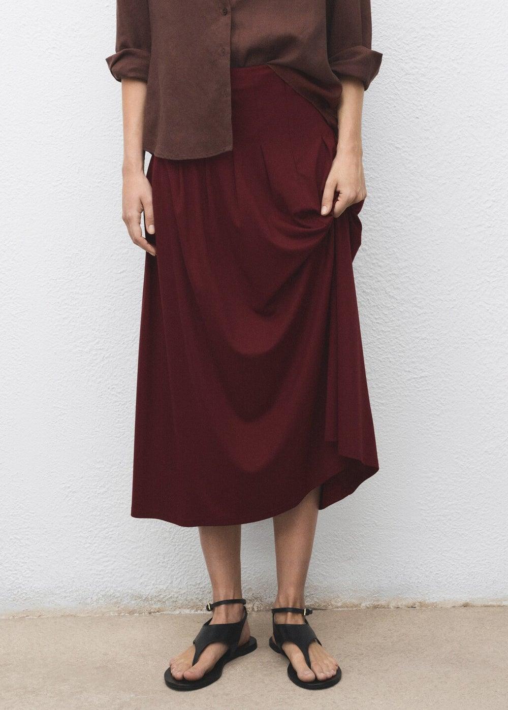 High-Waist Pleated Midi Skirt with Side Zip - Image 1
