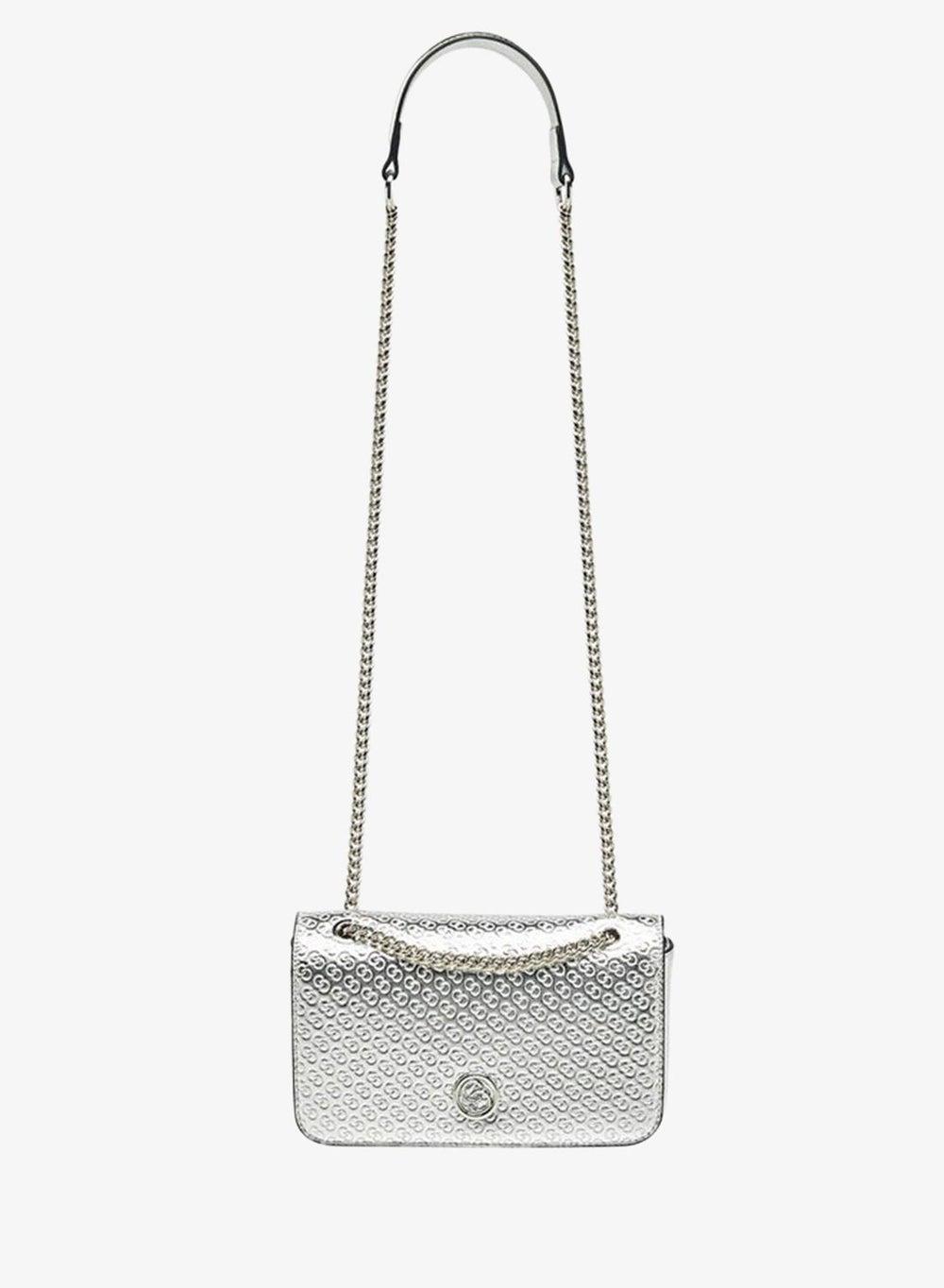 Metallic Embossed Crossbody Bag with Chain Strap - Image 1