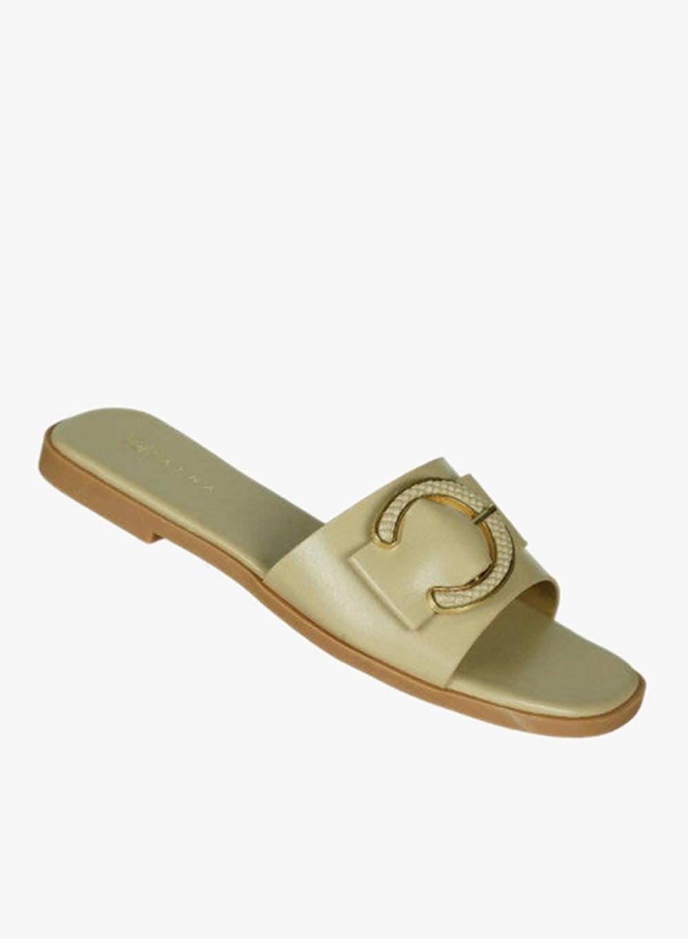 Zayna 221-36 Beige Round Toe Ladies Sliders - Image 1
