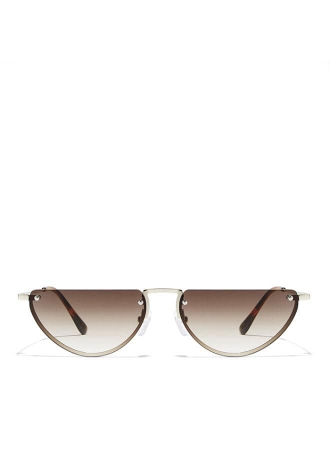 DEMI LUNE Gold Metal Frame Brown Lens Sunglasses - Image 1