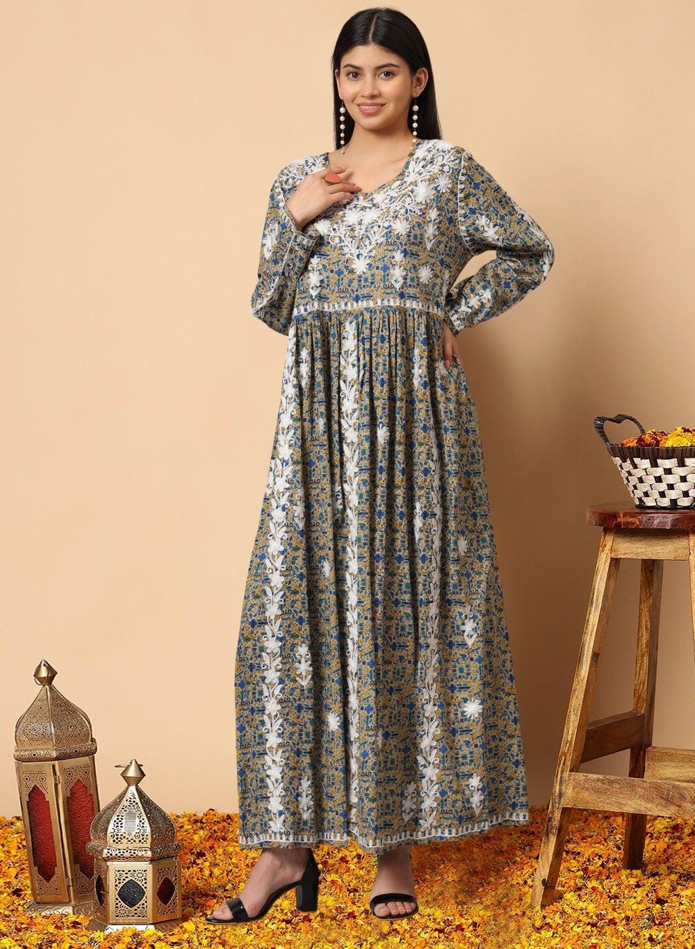 Lucknowi Chikankari Mulmul Cotton Jalabiya AL3936 - Image 1