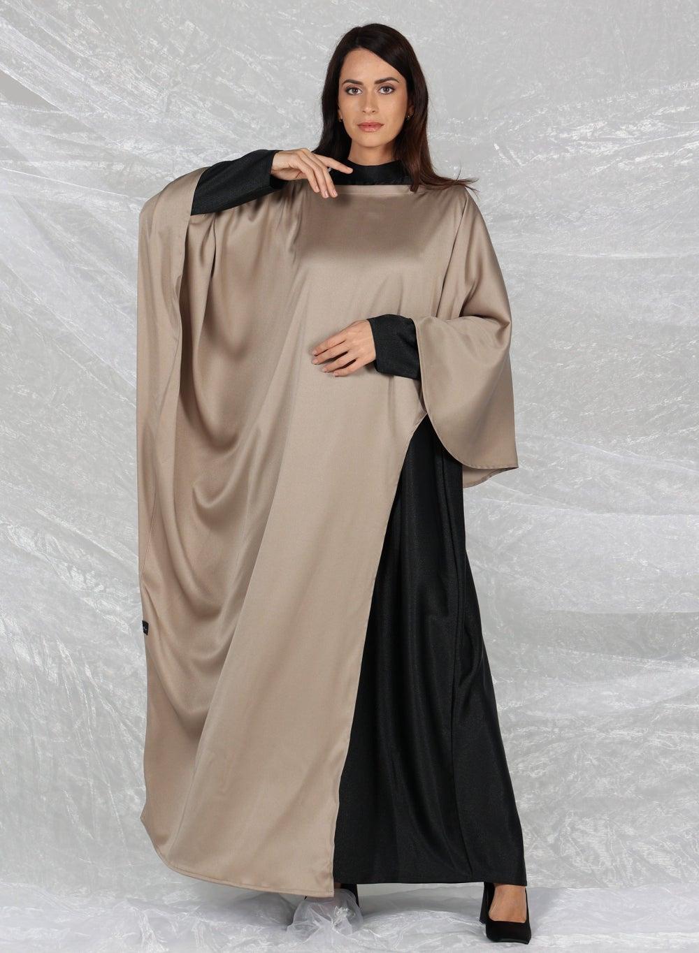 Cape Sleeve Contrast Detail Abaya Set - Image 1