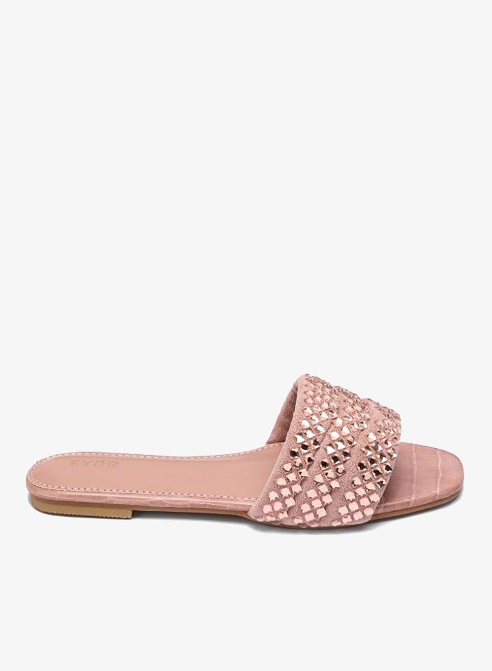 MY 239 Embellished Mirror Flat Slide Sandal - Image 1