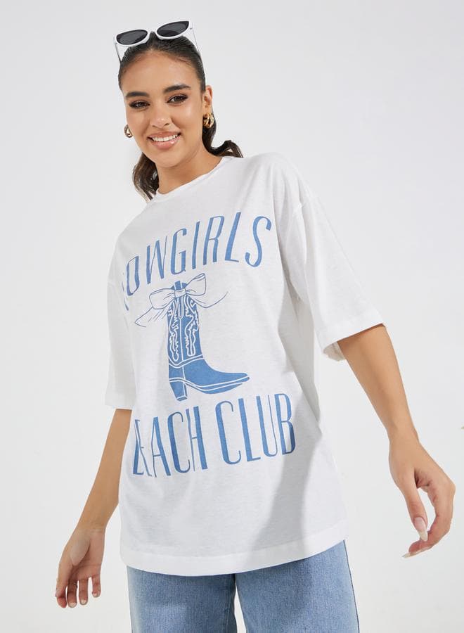 Styli Oversized Cowgirl Boots Graphic T-Shirt - Image 1