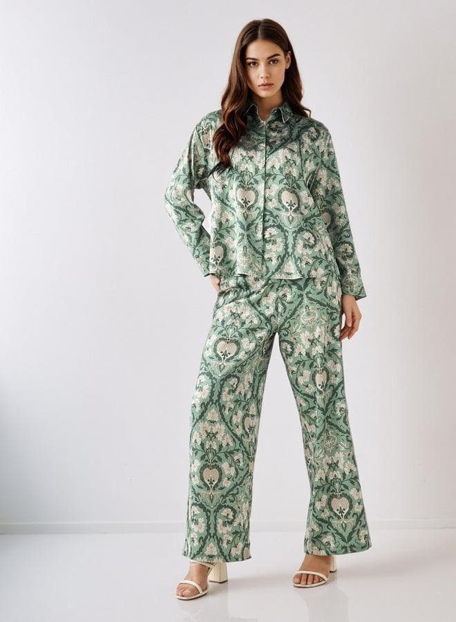 Elegant Shirt & Wide-Leg Coord Set - Image 1