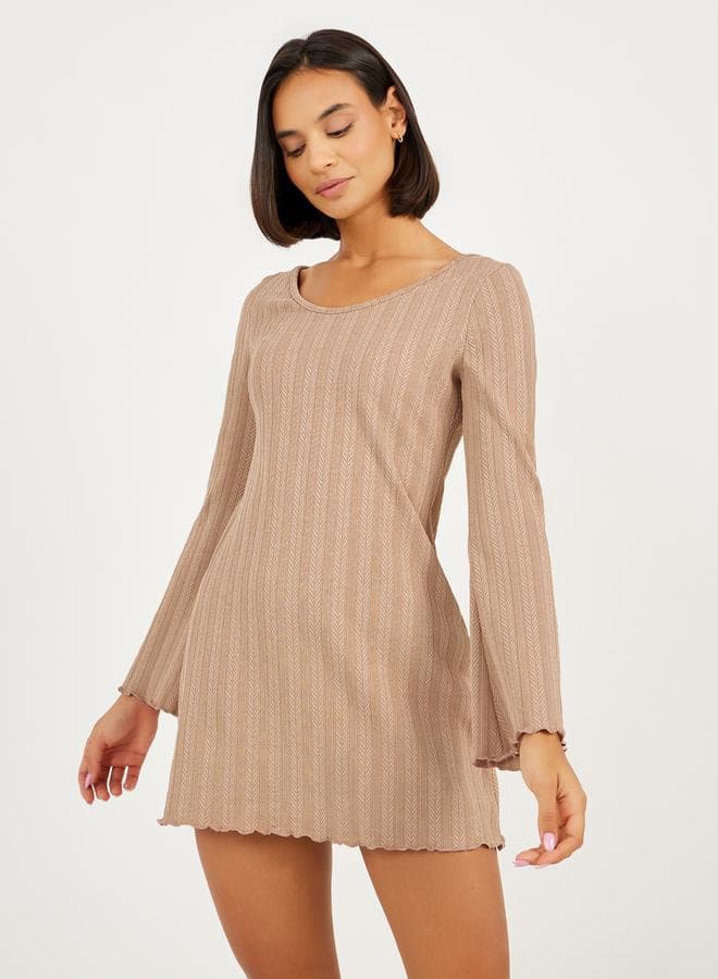 Jacquard Rib Lettuce Hem Nightdress - Image 1
