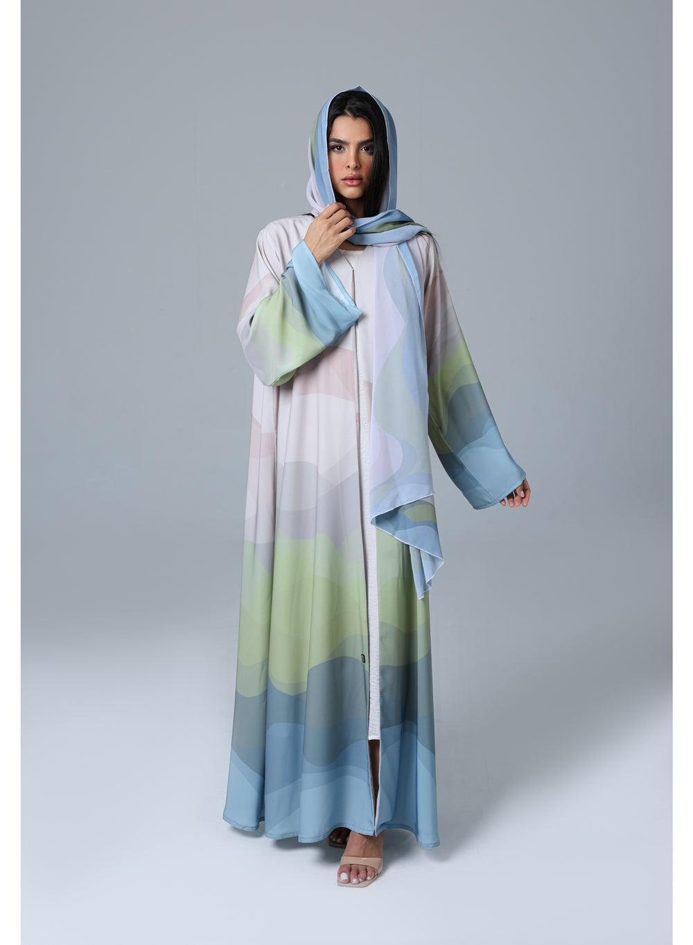 Colorful Flowy Summer Breeze Printed Abaya - Image 1