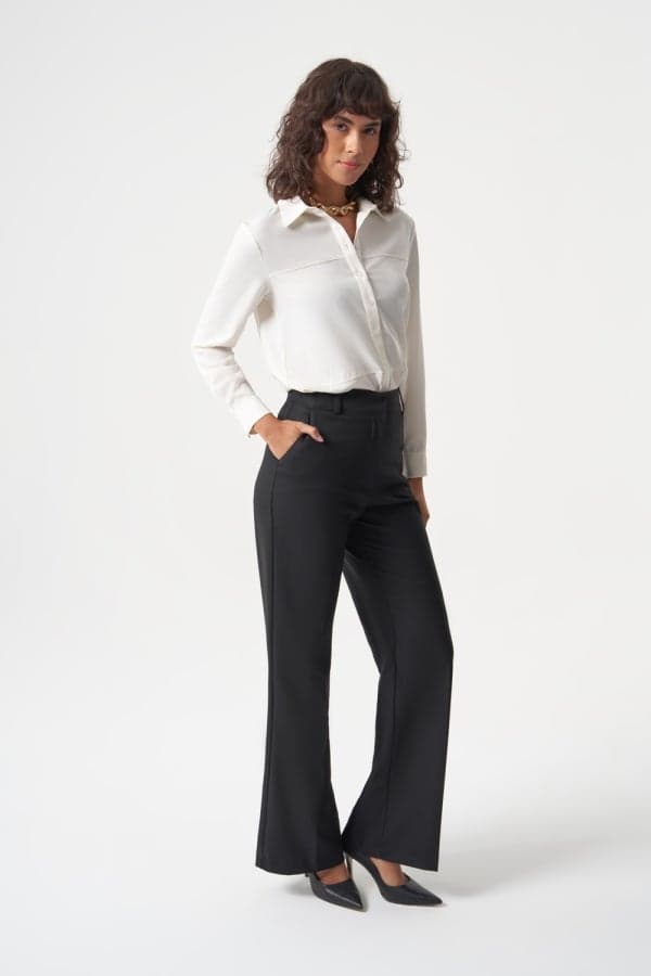Black Fishtail Bell-Bottom Modest Trousers - Image 1