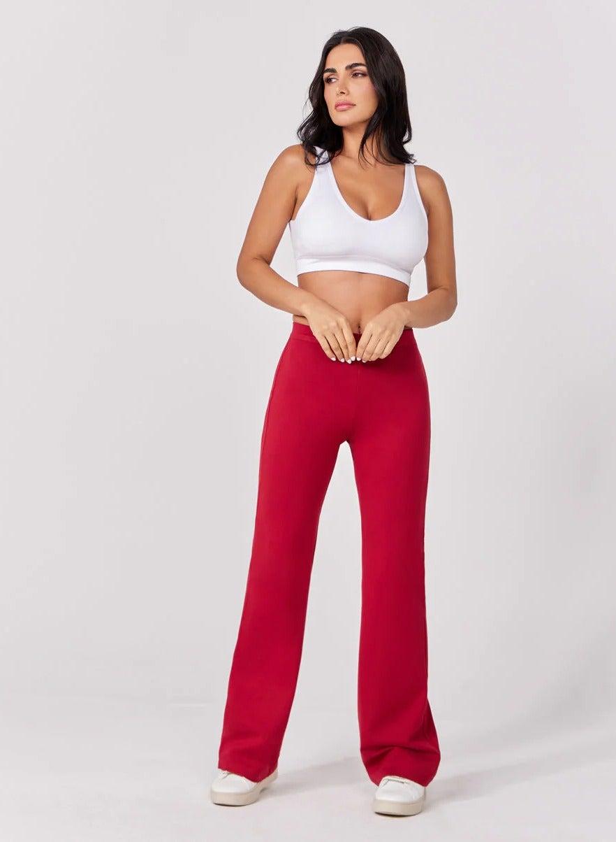 Maroon Ponte Flared Pants for Women - Image 1