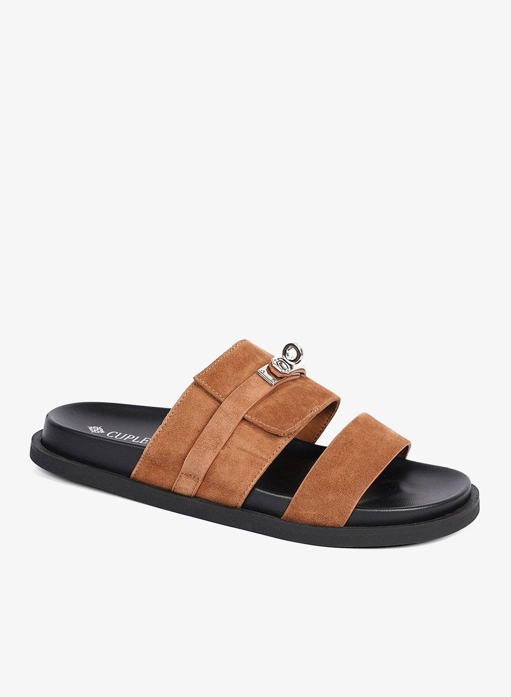 Elegant Double Strap Slip-On Flat Sandals for Women - Image 1