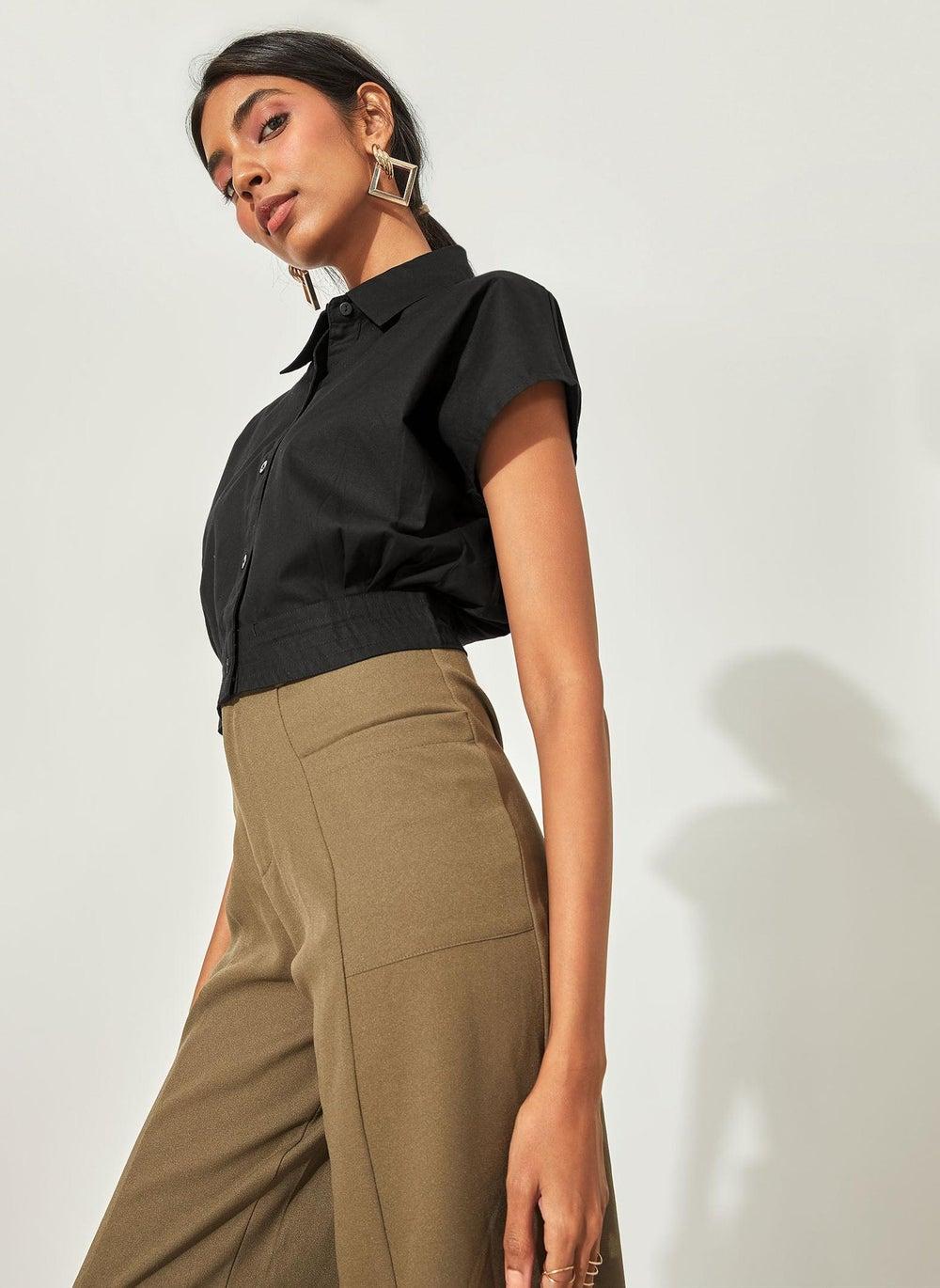 Cropped Button-Down Shirt for Women - Image 1