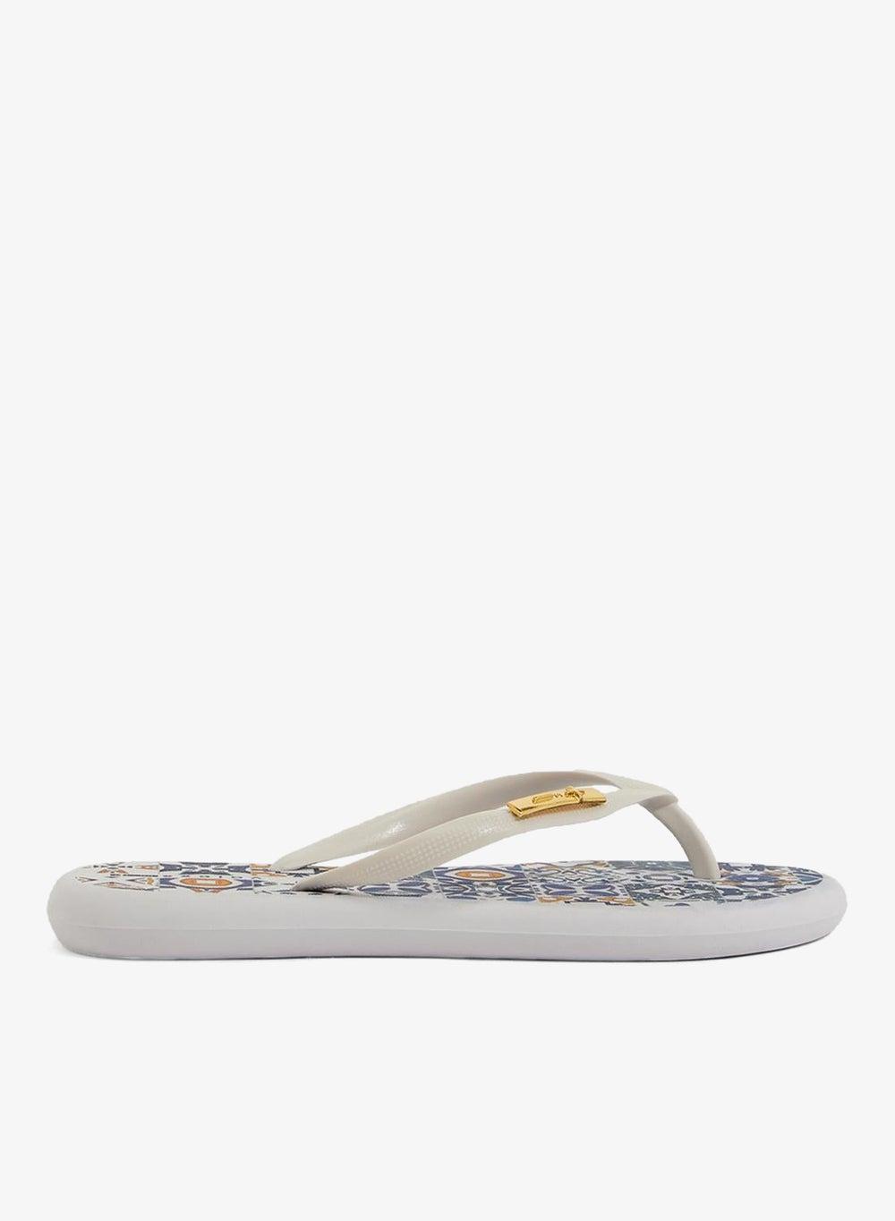 Boat Amalfi Women’s White Printed Sole Flip Flops - Image 1